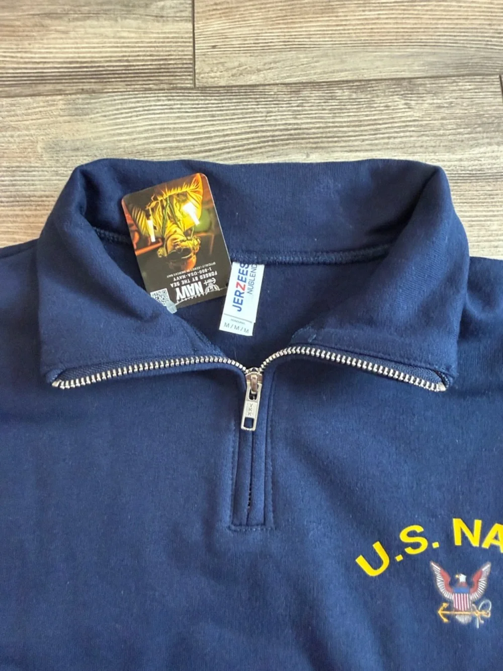 US Navy Quarter Zip Sweatshirt Jerzees Nublend‎ Mens Medium Navy Blue NWT